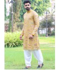 Mustard Georgette Embroidered Kafnii With Patiala For Haldi