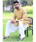 Mustard Georgette Embroidered Kafnii With Patiala For Haldi