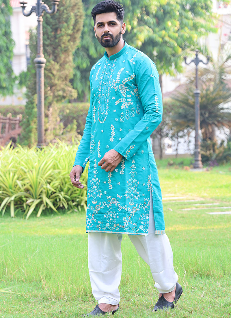 Rama Silk Thread Work Festive Wear Kafnii With Patiala