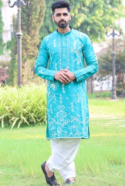 Rama Silk Thread Work Festive Wear Kafnii With Patiala