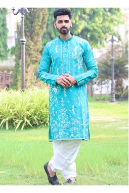 Rama Silk Thread Work Festive Wear Kafnii With Patiala