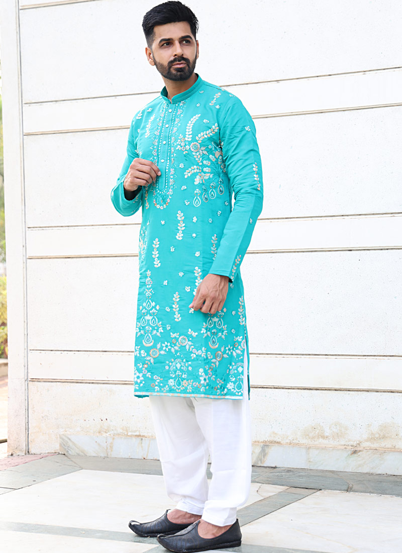 Rama Silk Thread Work Festive Wear Kafnii With Patiala