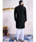 Black Reyon Embroidered Mirror Work Navratri Mens Kurta With Bottom Black Reyon Embroidered Mirror Work Navratri Mens Kurta With Bottom