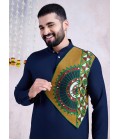 Navy Blue Rayon Mirror Work Navratri Mens Kurta With Bottom Navy Blue Rayon Mirror Work Navratri Mens Kurta With Bottom