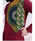 Maroon Reyon Embroidered Mirror Work Navratri Mens Kurta With Bottom Maroon Reyon Embroidered Mirror Work Navratri Mens Kurta With Bottom