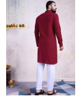 Maroon Reyon Embroidered Mirror Work Navratri Mens Kurta With Bottom Maroon Reyon Embroidered Mirror Work Navratri Mens Kurta With Bottom