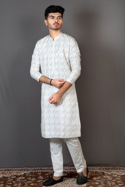Multicolor Rayon Wedding Kurta Pajama