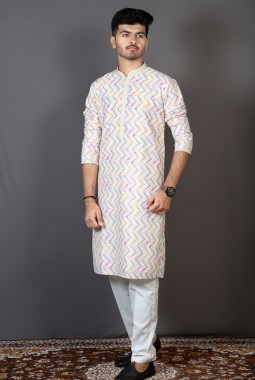 Multicolor Rayon Wedding Kurta Pajama