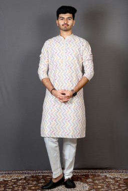 Multicolor Rayon Wedding Kurta Pajama