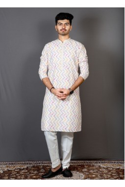 Multicolor Rayon Wedding Kurta Pajama