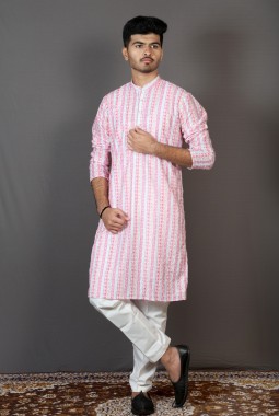 Pink Lakhnavi Party Wear Kurta