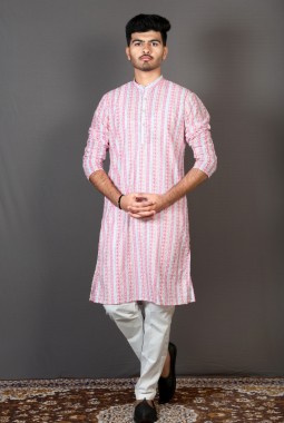 Pink Lakhnavi Party Wear Kurta