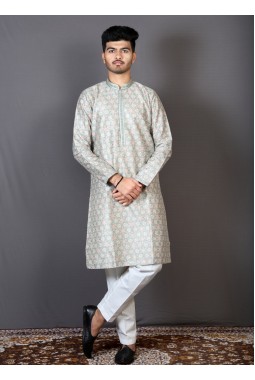 Pista Green Art Silk Party Kurta Pajama