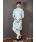 Sky Blue Lakhnavi Embroidered Festival Kurta Sky Blue Lakhnavi Embroidered Festival Kurta