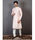Cream Brocade Silk Printed Party Wear Kurta Cream Brocade Silk Printed Party Wear Kurta
