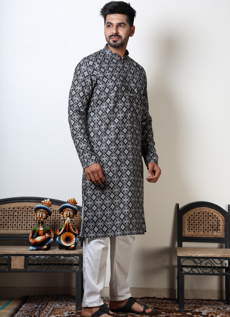 Black Cotton Viscose Bandhani Kurta For Navratri 2024 Black Cotton Viscose Bandhani Kurta For Navratri 2024