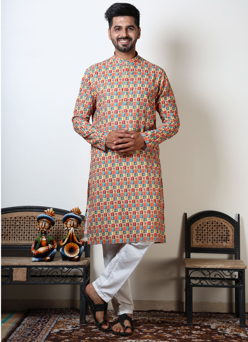 Multicolor Exclusive Cotton Printed Kurta For Mens Multicolor Exclusive Cotton Printed Kurta For Mens