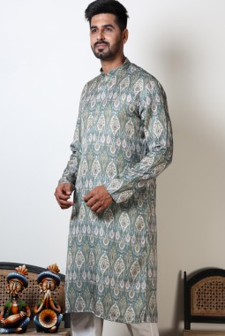 Mehandi & Olive Color Cotton Printed Kurta For Navratri Nights