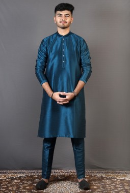 Teal Art Silk Festival Wear Kafni Pajama