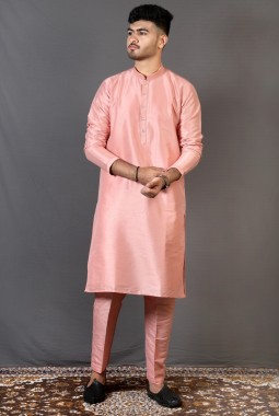 Peach Art Silk Festival Wear Kafni Pajama