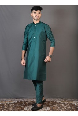 Bottle Green Art Silk Festival Wear Kafni Pajama