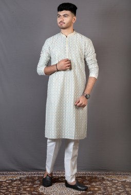 Cream Lakhnavi Wedding Wear Kafni Pajama