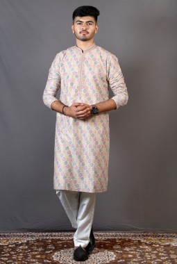 Multicolor Lakhnavi Wedding Wear Kafni Pajama