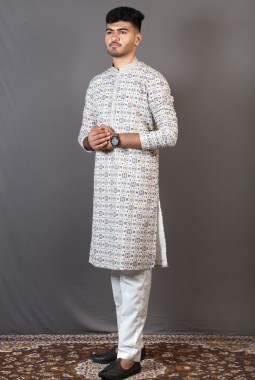 Multicolor Lakhnavi Wedding Wear Kafni Pajama