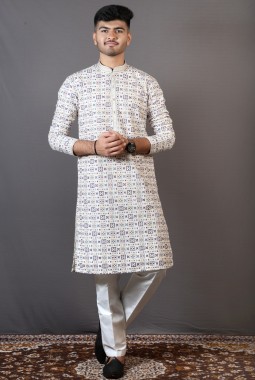 Multicolor Lakhnavi Wedding Wear Kafni Pajama