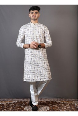 Multicolor Lakhnavi Wedding Wear Kafni Pajama