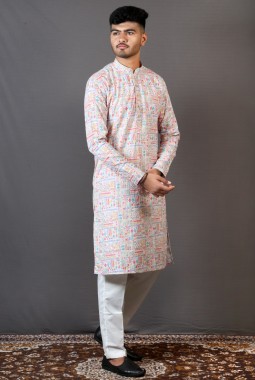 Multicolor Lakhnavi Festival Wear Kafni Pajama