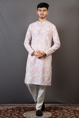 Multicolor Lakhnavi Festival Wear Kafni Pajama