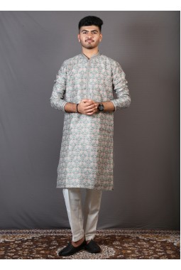 Multicolor Brocase Silk Wedding Wear Kafni Pajama