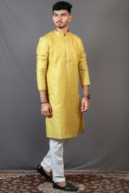 Yellow Art Silk Party Wear Kafni Pajama