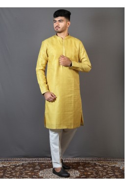 Yellow Art Silk Party Wear Kafni Pajama