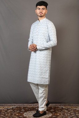 Multicolor Lakhnavi Party Wear Kafni Pajama