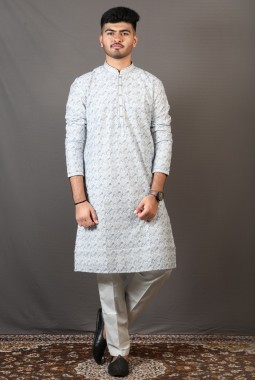 Multicolor Lakhnavi Party Wear Kafni Pajama