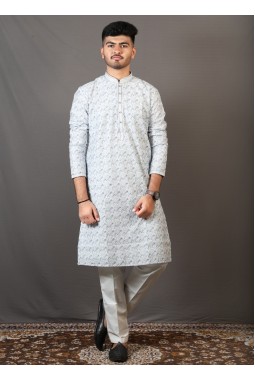 Multicolor Lakhnavi Party Wear Kafni Pajama