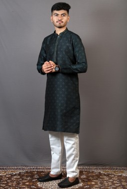 Dark Green Lakhnavi Festival Wear Kafni Pajama