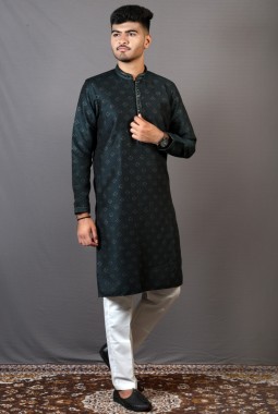 Dark Green Lakhnavi Festival Wear Kafni Pajama