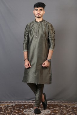 Green Art Silk Festival Wear Kafni Pajama