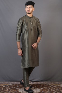 Green Art Silk Festival Wear Kafni Pajama